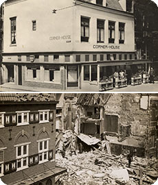 hotel/cafe cornerhouse te Vlissingen voor en na het bombardement op 24 april 1942
