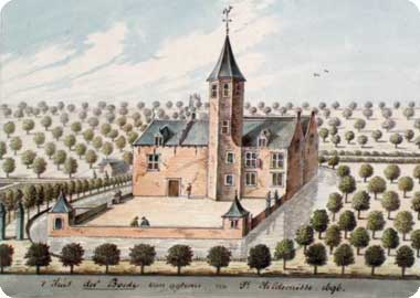 gravure achterzijde der Boede te Koudekerke anno 1696