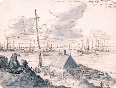 Gezicht op het wachthuis te Dishoek (Koudekerke) in 1674