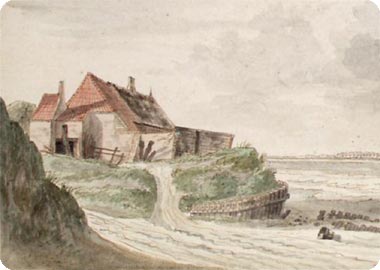 Gezicht op het wachthuis te Dishoek omstreeks 1750-1790