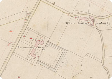 fragment van het kadastraal minuutplan Koudekerke ter plaatse van buitenplaats Lammerenburg te Koudekerke omstreeks 1820