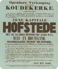 affiche verkoop boerderij Groot ter Hooge te Koudekerke