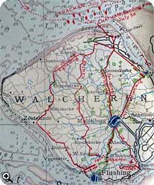 Aanvalsroutes van de Engelsen tijdens de invasie van Walcheren in 1809