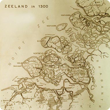 kaart van Zeeland omstreeks 1300